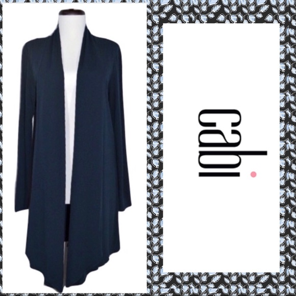 CAbi Sweaters - CAbi Navy Waterfall Drape Open Front Cardigan Sz S